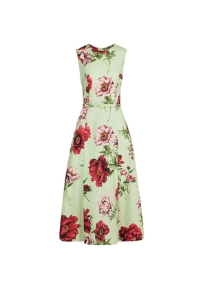 Oscar de la Renta Peony floral sleeveless midi dress - Green
