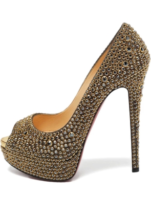 Christian Louboutin Pre-Owned Lady Peep crystal-embellished pumps - Gold