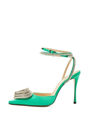 MACH & MACH Triple Heart satin heeled pumps - Green