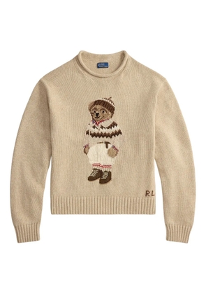 Polo Ralph Lauren bear-embroidered crew-neck jumper - Neutrals