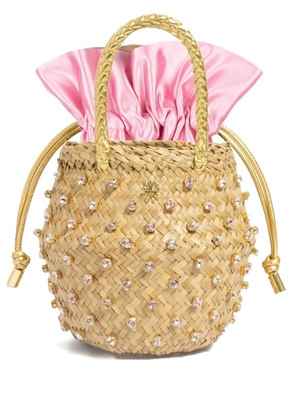 Le Nine mini Nina crystal-embellishment bucket bag - Neutrals