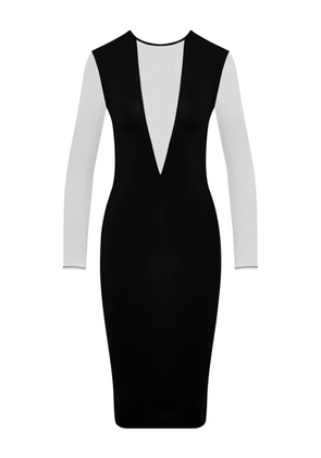 Maison Close Pure Tentation long-sleeve V-Neck midi dress - Black