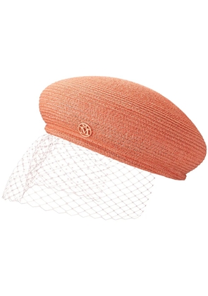 Maison Michel New Bonnie veil-detail beret - Orange