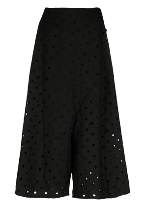 Y's polka dot gabardine cropped trousers - Black