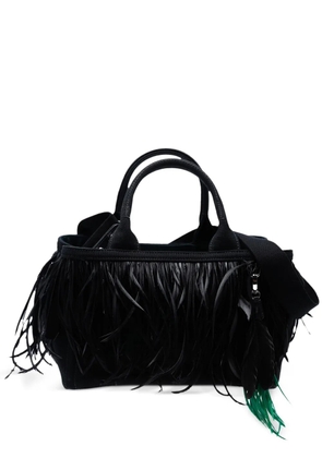 Prada Pre-Owned 2000-2025 Small Feather Trimmed Canvas Canapa satchel - Black