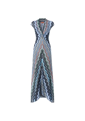 Missoni V-neck chevron maxi dress - Blue