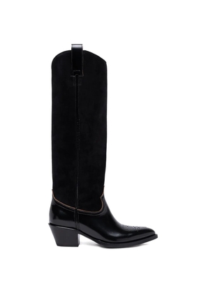 Buttero Annie suede-panel cowboy boots - Black