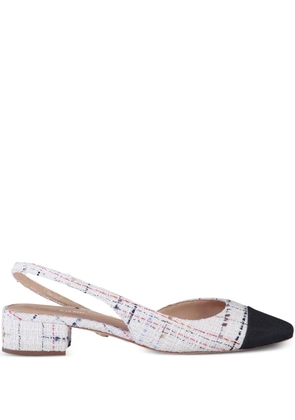 Veronica Beard Cecile tweed slingback pumps - White