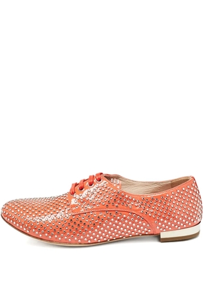 Miu Miu Pre-Owned crystal-embellished patent-leather derby shoes - Orange