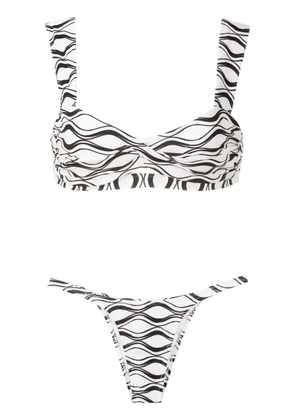 Amir Slama wave-print tanga bikini set - White