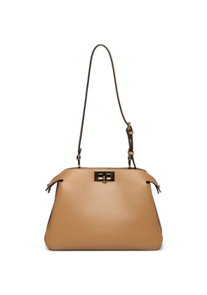 FENDI small Peekaboo logo shlouder bag - Brown