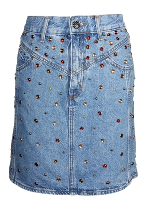 SANDRO crystal-embellished denim skirt - Blue