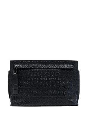 Loewe Pre-Owned 2010-2025 Embossed Anagram Leather Repeat T clutch bag - Black