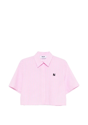 MSGM striped-pattern cropped shirt - Pink