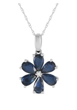 LB Exclusive 14K white gold Flower diamond and sapphire necklace - Silver