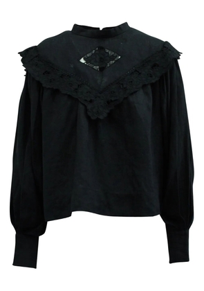 Isabel Marant Vintage lace-trimmed dolman-sleeve top - Black