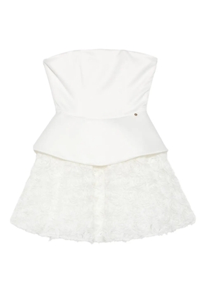 NISSA floral-detail peplum mini dress - White