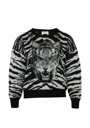 Saint Laurent Pre-Owned tiger intarsia sweater - Black