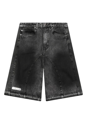 PDF pleated-panel denim shorts - Black