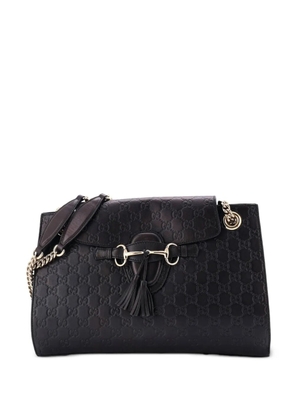 Gucci Pre-Owned Emily Chain Flap Guccissima Leather Large shoulder bag - Black