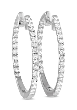 LB Exclusive 14K white gold Inside-Out diamond hoop earrings - Silver