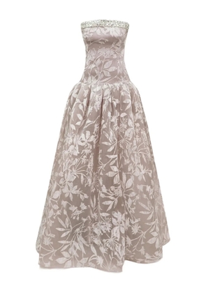 Gemy Maalouf embellished dropped-down waistline maxi dress - Neutrals