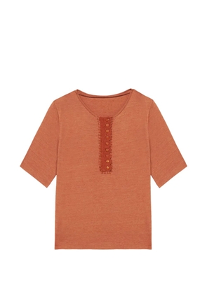 Fortela crochet-detail T-shirt - Orange