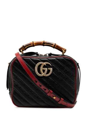 Gucci Pre-Owned 2016-2025 Small GG Marmont Matelasse Diagonal Leather Torchon Bamboo satchel - Black