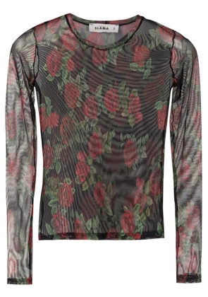 Amir Slama sheer floral-pattern T-shirt - Black