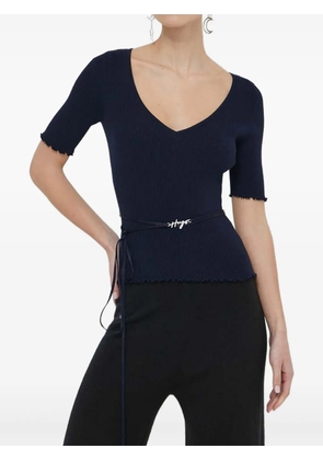 HUGO V-neck ribbed top - Blue