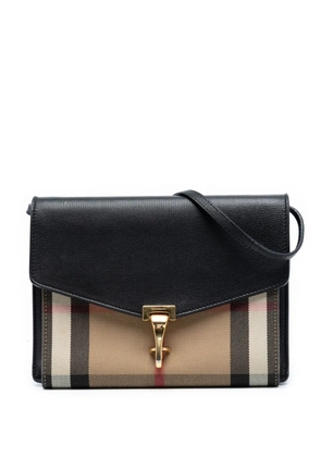 Burberry Pre-Owned 2000-2017 Small Leather and House Check Canvas Derby Macken crossbody bag - Black