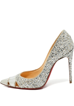 Christian Louboutin Pre-Owned glitter-embellished pointed-toe pumps - Silver