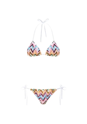 Missoni zigzag-pattern tie bikini set - Pink