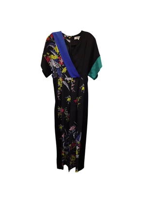 Diane Von Furstenberg Vintage floral-print short-sleeve jumpsuit - Black
