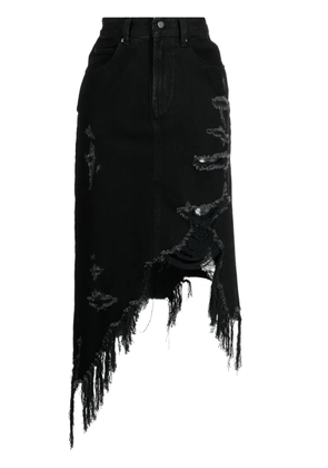 JNBY asymmetric ripped denim skirt - Black
