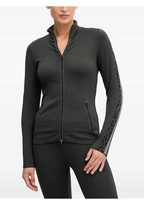 NEWLAND zip leopard-stripe ski top - Grey