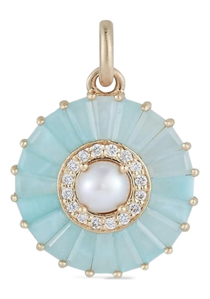 Storrow Jewelry Emily pearl diamond turquoise charm - Gold