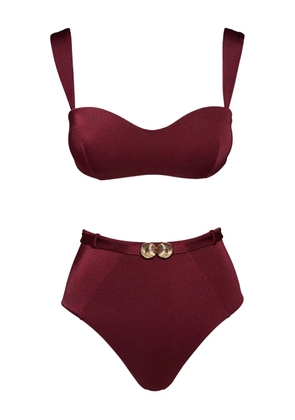 Noire Swimwear belted high-waisted swimsuit - Red