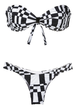 Amir Slama geometric-print two-piece bikini set - Black