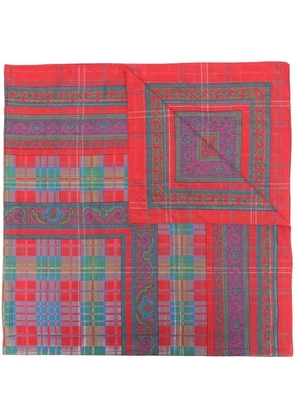 Saint Laurent Pre-Owned 1980s check paisley-print scarf - Red