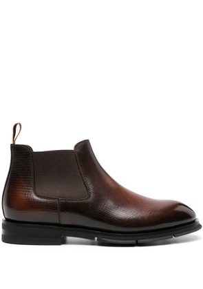 Santoni textured leather chelsea boots - Brown