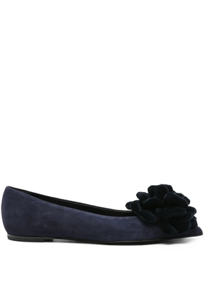 AGL flower-embellished suede flat pumps - Blue