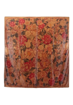 CHANEL Pre-Owned 1986-1988 floral-pattern silk scarf - Brown