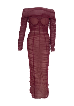 Ana Radu off-shoulder ruched dress - Red