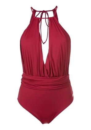 Brigitte keyhole-detail halterneck swimsuit - Red