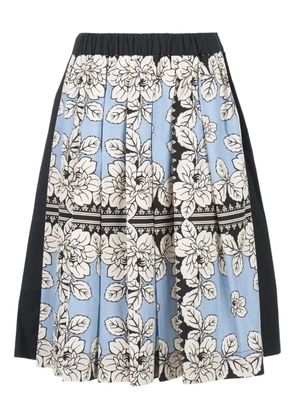 Biyan floral pleated midi skirt - Blue