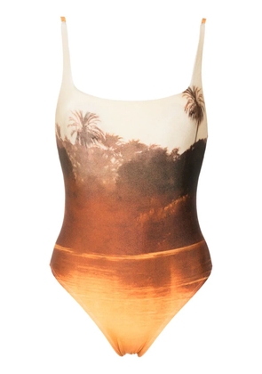 Lenny Niemeyer graphic-print swimsuit - Brown