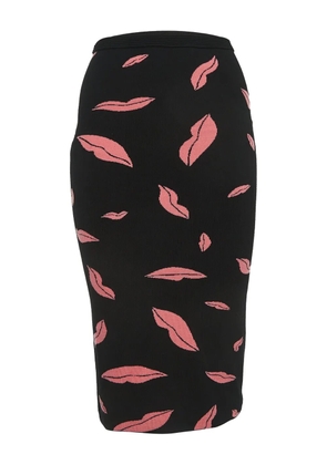 Diane Von Furstenberg Vintage lips-print straight skirt - Black