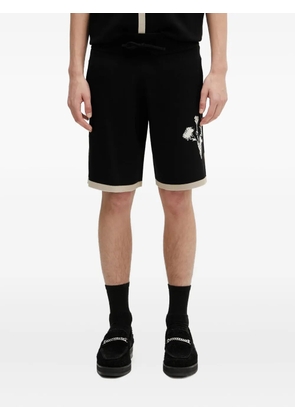 Filling Pieces Gardener floral-embroidered knit shorts - Black