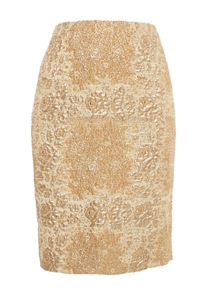 Valentino Garavani Pre-Owned lace-overlay silk skirt - Yellow